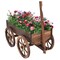 Brown Fir Wood Garden Barrel Planter Wagon with Wheels and Handle
